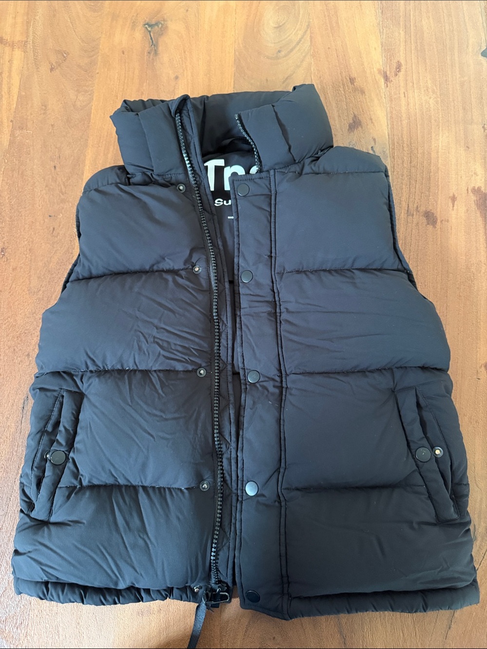 TNA Black Puffer Vest - Insulated Quilted Feather Vest
